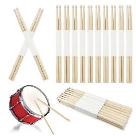 Seuqhck 12 Pairs Classic Maple Wood Drumsticks, 7A Musical Tear Drop Tip Drum Sticks for Jazz, Adults, Beginners, Family Gatherings, Music Studios