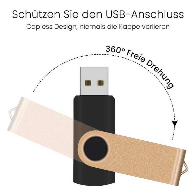 TEWENE USB Stick 8GB Pack of 10 with Lanyards Rotating