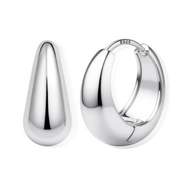 FIOROYAL 925 Silver Hoop Earrings for Women, Hypoallergenic Earrings Chunky 14K Gold Hoop Earrings Small Huggie Teardrop Stud Earrings for Sensitive Ears (Gold/Silver), Copper