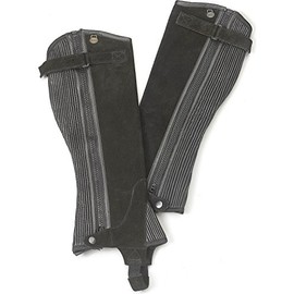 Artist Unknown Ovation Women's Ribbed Suede Leather Durable Lightweight Adjustable Breathable Horse Riding Half Chap, Black, Small (Regular)