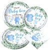 Greenery Baby Shower Plates Napkin Blue Baby Boy Party Tableware