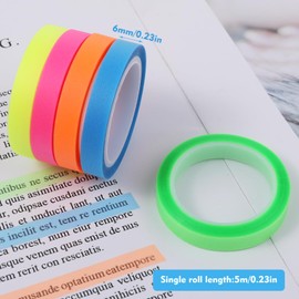 Abeillo 10 Rolls Highlighter Tapes, 6mm x 5m, Colored Transparent Tape, Fluorescent Marker Stickers, Removable Highlighters, Markers for Reading and Notes (Fluorescent, Morandi)