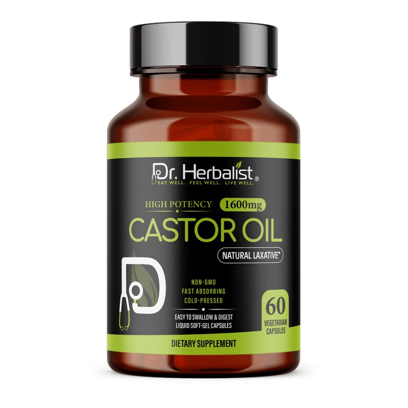 Dr. HERBALIST Castor Oil Capsules 1600mg | Fast Absorbing |