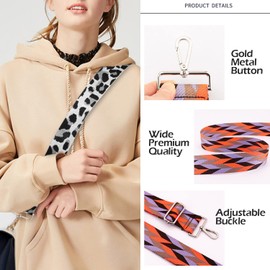 Wedmay Replacement Wide Shoulder Strap Adjustable Crossbody Bag Handbag Strap Strong Heavy Duty 5cm or 3.8cm (5CM Width, Grey/Black - Leopard)