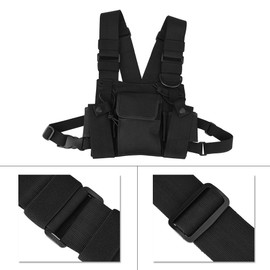 143 Walkie Talkie Chest Bag Chest Rig Chest Rig, Hands-Free Adjustable Bag with Hanging Nylon Walkie Talkie Chest Pocket, for Police, Production Workshops, Construction Sites