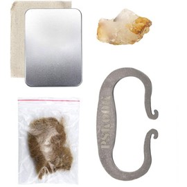 PSKOOK Flint and Steel Single High Carbon Steel Fire Striker English Flint Stone Emergency Jute Tinder Bushcraft