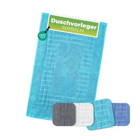 ETÉREA® Bath Mat 50 x 80 cm [100% Cotton] - Carli Modern Turquoise - Shower Mat Quick-Drying - Bath Mats & Bath Rugs - Bathroom Mat - Washable - Terry Cloth Bath Mat 850 g/m²