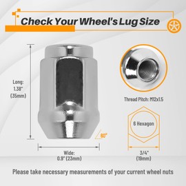 MIKKUPPA M12x1.5 Lug Nuts - Replacement for 2006-2019 Ford Fusion, 2000-2019 Ford Focus, 2001-2019 Ford Escape Aftermarket Wheel - hrome Closed End Lug Nuts 20pcs