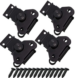 4-Pack Spring Loaded Butterfly Twist Latch Metal Hardware Toggle Clamp Hasp Box Loaded Toggle Latch Catch Furniture Latches (black)