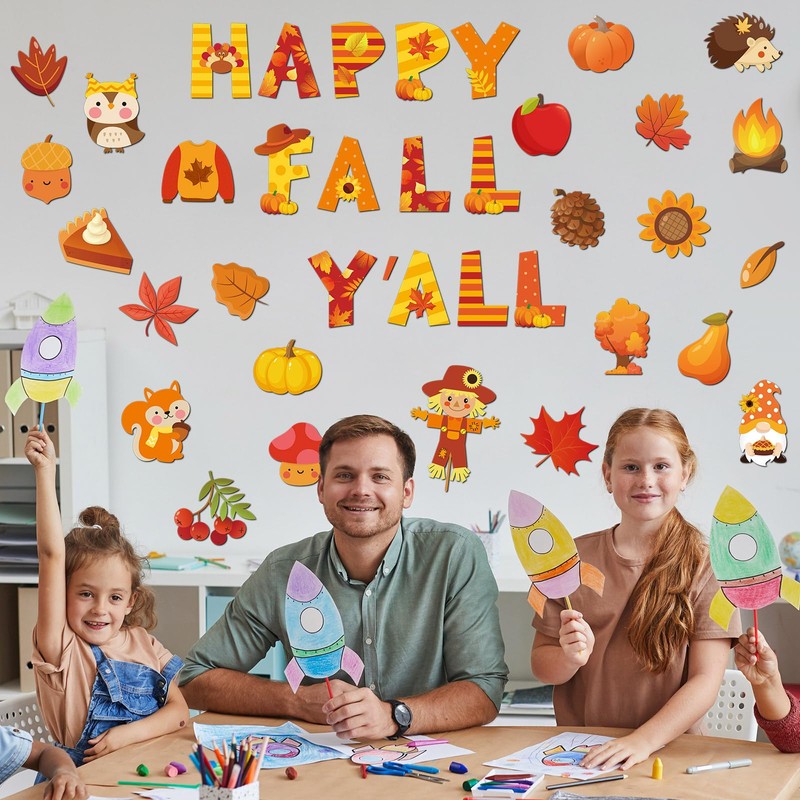 Estune 72 Pcs Happy Fall Cutouts Fall Classroom Bulletin Board