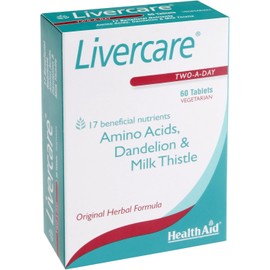 HealthAid Livercare Cleanse & Detox Tablets | Supports Liver Health with Turmeric, B Vitamins, Choline & L-Glutamine | 60 Vegetarian Tablets | Liver Function Support