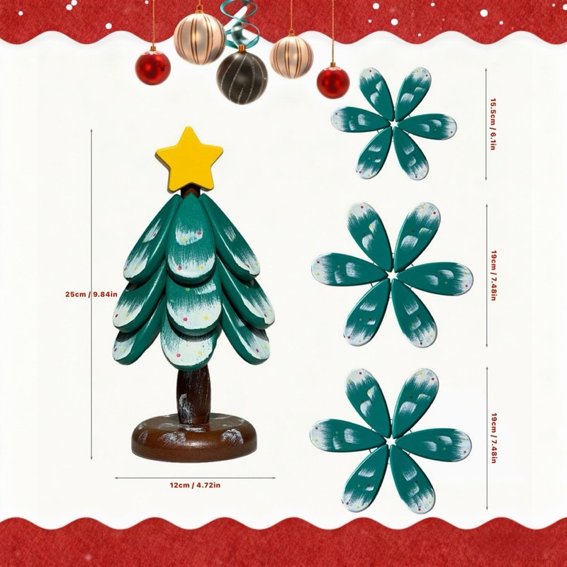 CHAQI Christmas Tree Shaped Coasters and Trivet Set, 3-Piece Folding