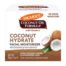 Palmer's Coconut Oil Formula Crema Hidratante Facial con Agua de Coco y Ácido Hialurónico, Humectación 48 Horas, Dermatológicamente Probada, 50g