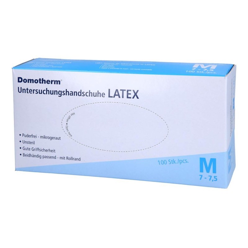 DOMOTHERM Non-Sterile Latex Gloves M White Pack of 100