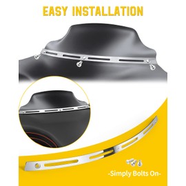 ANONEMOTO Slotted Windshield Trim Chrome Polished Stainless Windshield Trim Compatible for Harley Davidson 1996-2013 Electra Glide Ultra Classic Street Glide Stainless CNC Cut