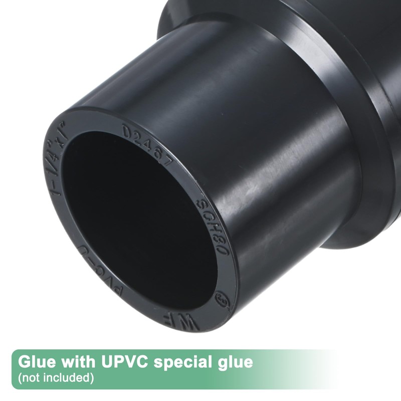 M METERXITY 1-Pack UPVC Reducer Pipe Fitting, 1-1/4"x1 Reducing Coupling