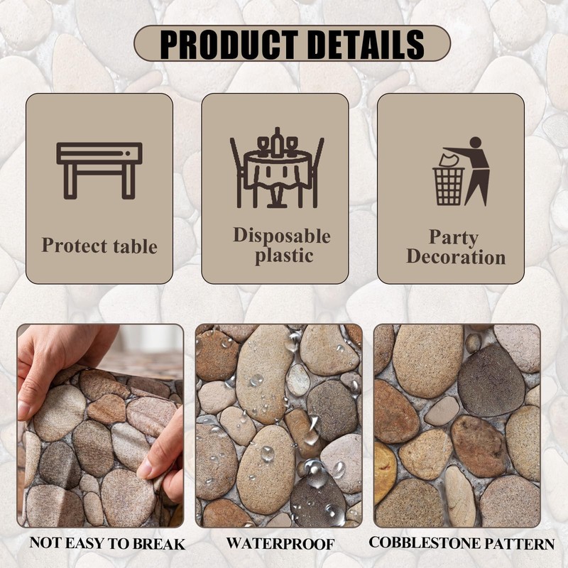 party greeting 51 in x 98 Ft Cobblestone Wall Tablecloth