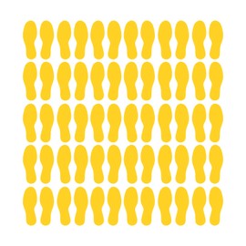 LiteMark Removable Matte Finish Yellow 9 Inch Medium Size Footprint Decal Vinyl Stickers | Great for Floors, Ceilings, Walls, and Most Smooth Surfaces | Pack of 60 Footprints (30 Pairs)