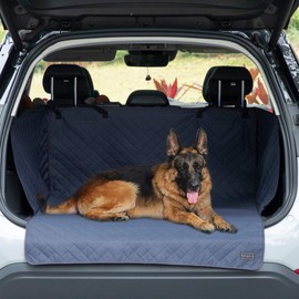 Petsfit SUV Cargo Liner for Dogs, Water-Resistant Scratchproof Dog Cover for Car with Side Flap, Durable Washable Dog Trunk Cover for SUV Against Dirt and Pet Hair, Large Size Universal Fit, Navy