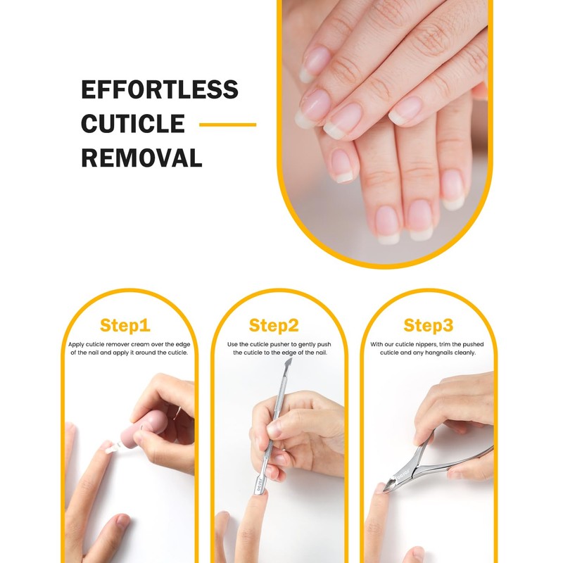 BEZOX Cuticle Nippers with Cuticle Pusher Set - Precise Cuticle