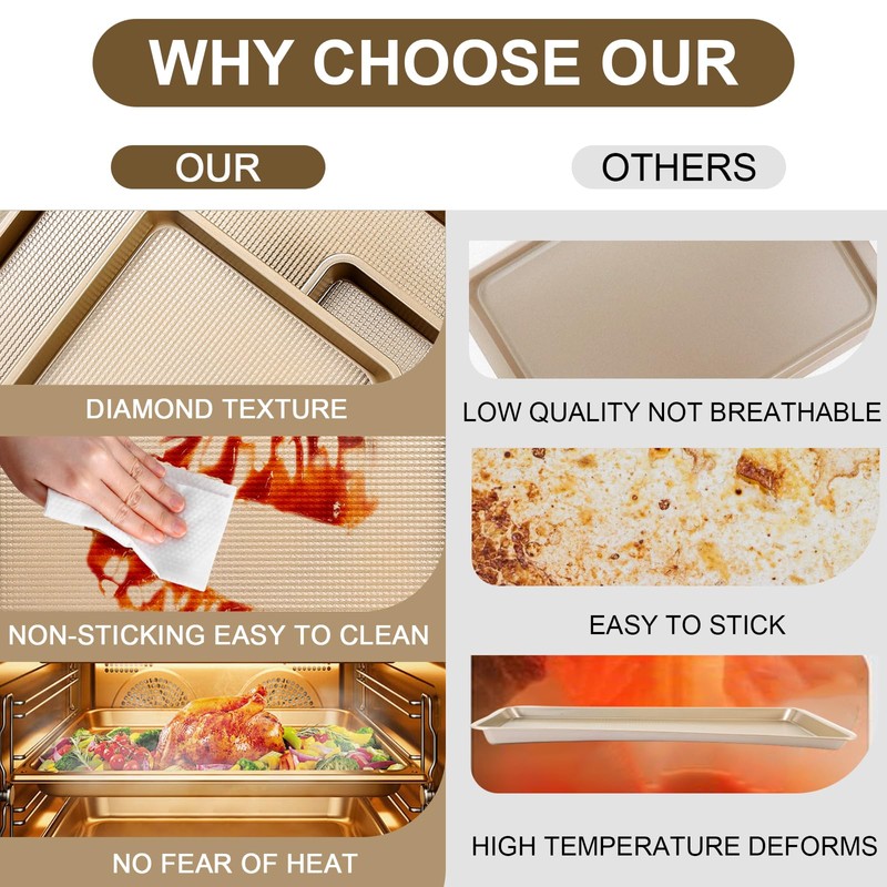 2 Pack Quarter Sheet Pan | 13'' Baking Sheet Pan