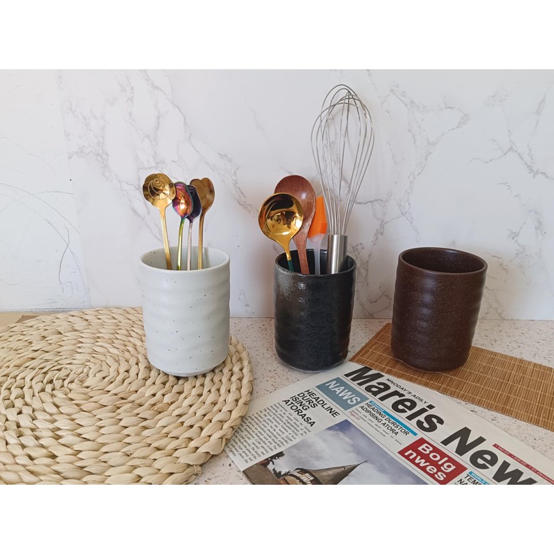 TOPYOKK Stoneware Coffee Bar Utensil Holder Tea & Coffee Spoon