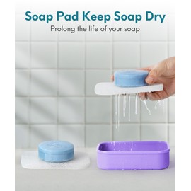 Quatish Leakproof Travel Soap Case, Large Soap Holder with Draining Layer, Silicone Bar Soap Holder for Bathroom, Traveling, Camping, Outdoor, Gym, Portable, Purple