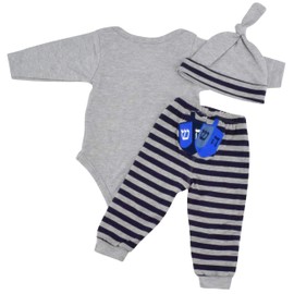 Unique Baby Boys This Is How I Roll Hanukkah Layette Set Cap (18 Months)