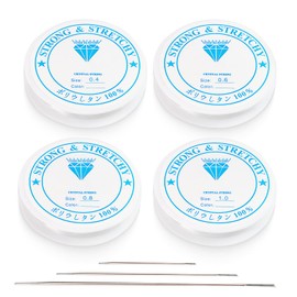 4 Spools of Transparent Bracelet Elastic Elastic Jewellery Thread, 0.4 mm/0.6 mm/0.8 mm/1 mm Invisible Nylon Cord, Transparent Pearl Thread, Tear-Resistant Cord for Bead Jewellery Bracelets Crafts