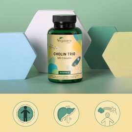 Choline Capsules | Unique: 3 Shapes | Bitartrate, Citicoline & Phosphatidylcholine | Liver - Fat Metabolism* | Laboratory Tested | No Additives | From Vegavero®
