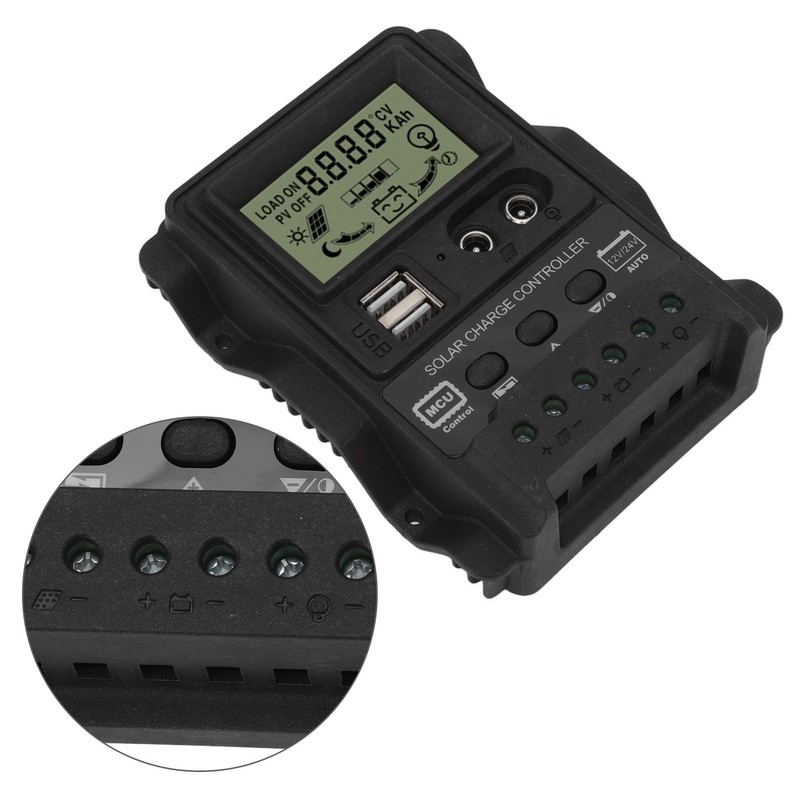 K1688 Solar Charge Controller PWM Dual DC with Black Shell