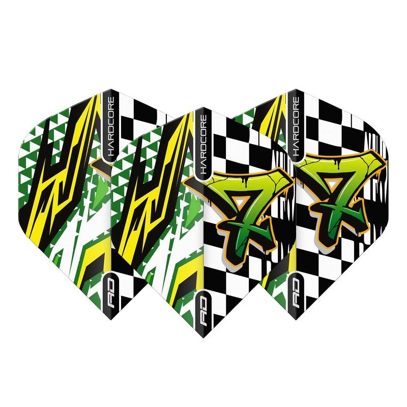 RED DRAGON Hardcore XT Black, White and Green Dart Flight