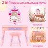 Costzon Kids Vanity Set, Girls Vanity Set with Mirror and