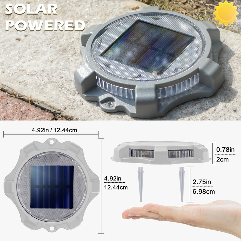 SIEDiNLAR Solar Deck Lights Outdoor 2 Modes LED Driveway Markers