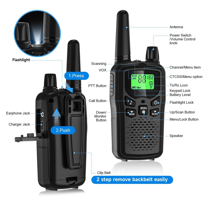 Walkie Talkies for Adults Long Range, Rechargeable Walkie Talkie 22