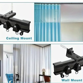 YLNANMI Flexible Bendable Curtain Track Ceiling or Wall Mount 16.4FT(5m)- Ceiling Curtain Track,Curtain Track for Curtains- Easy to install curtain rails,Black