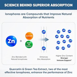 BioZnQ Zinc  Quercetina con Ionforos para proteccin inmunolgica Suplementos de zinc biodisponibles altamente absorbentes, suplemento de zinc sin...   