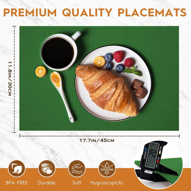 AuraNestle Placemats Set of 6 Linen Type Fabric Cloth Placemats,