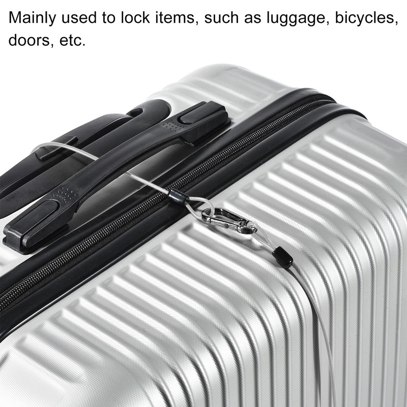 PATIKIL Security Steel Cable 2.5mm x 1m/3.28ft Coated Luggage Lock