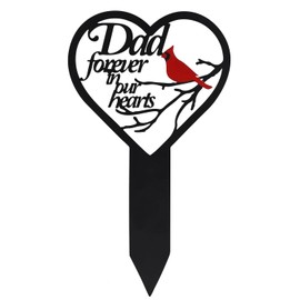 MTOPHLS Heart Memorial Grave Markers for Cemetery, Cardinals Garden Stake Metal Memorial Plaques Grave Decorations for Dad Outdoors Yard Garden Sympathy Decor