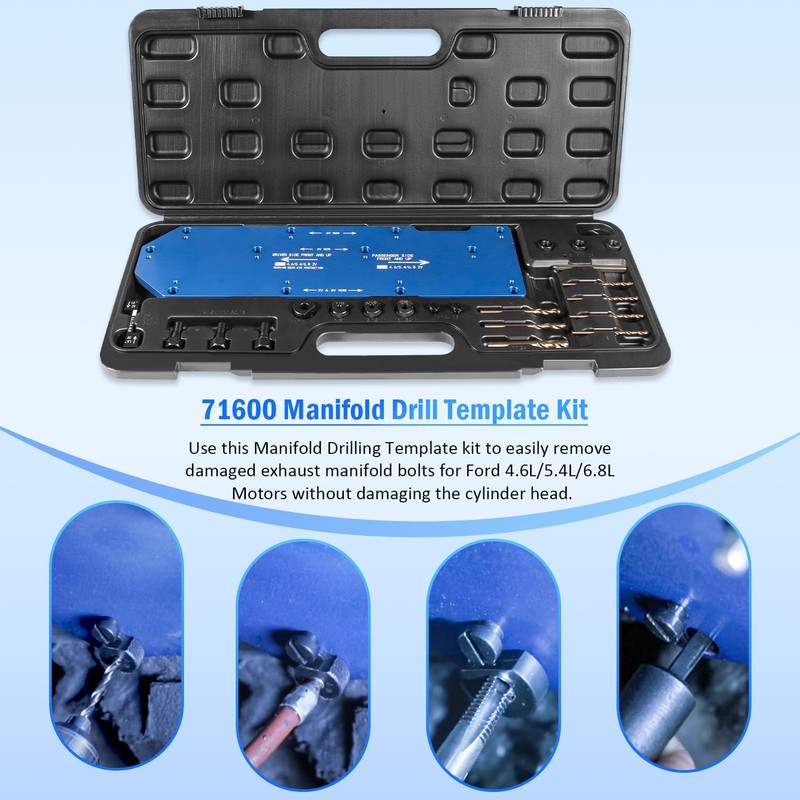 71600 Manifold Drill Template Kit fit for Ford 4.6L/5.4L/6.8L V10