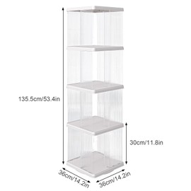 SYNCVIBE 4 Tier Rotating Bookshelf, Small Corner Bookshelf for Small Space, 360 Display Floor Standing Bookcase, Lazy Susan Plastic Narrow Book Organizer Shelf for Bedroom, Living Room, Rectangular