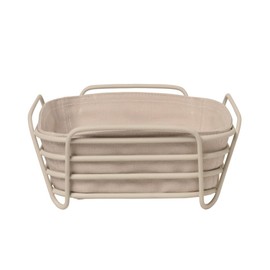 Blomus Delara Bread Basket, Small, Nomad Colour, Modern Bread Basket with Cotton Insert, Ideal for Buns and Pastries, Stylish Design in Beige, Washable, 21 x 21 x 9.2 cm