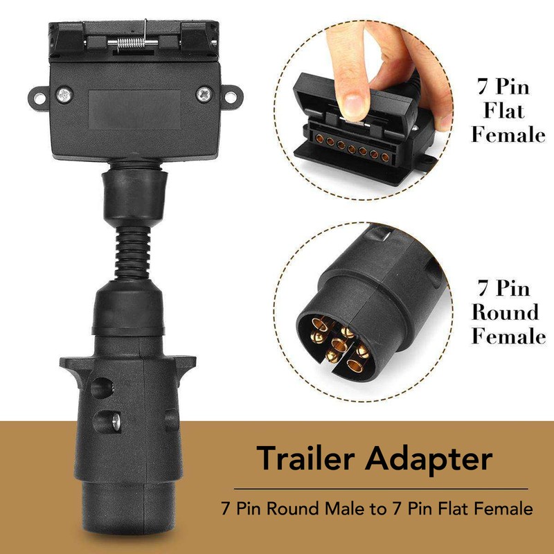 Trailer Adapter 7 Pin Round Male Plug to 7 Pin