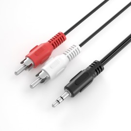 JAMEGA - 3 m RCA Audio Cable Stereo 3.5 mm Jack (Aux) to 2 x RCA Y Splitter RCA Cable Coaxial Cable Jack Cable for Amplifiers, Stereo Systems, Hi-Fi Systems and Much More