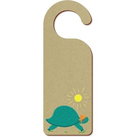 'Tortoise With A Sun Hat And Glasses' 200mm x 72mm Door Hanger/Sign (DH00041746)