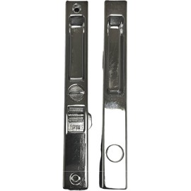 Sliding Glass Patio Door Lock Handle Set, Non-Keyed, Flush Mount, with Nite Lock,C Cam, and Keeper, White, 6-9/16" Screw Hole | Sliding Door Handle Replacement Hardware Repairs (DL-504) (Chrome)