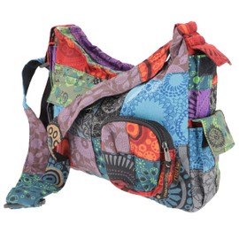 Guru-Shop Ethno Shoulder Bag, Large Patchwork Nepaltsche - Black, Unisex Adults, Cotton, Size:One Size, 25x30x10 cm, Shoulder Bags