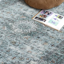 2'6"x10 Non Slip Runners for Hallways: Vintage Long Rug with Rubber Backing - Washable Carpet for Entryway Laundry Kitchen & Bedroom, Light Green