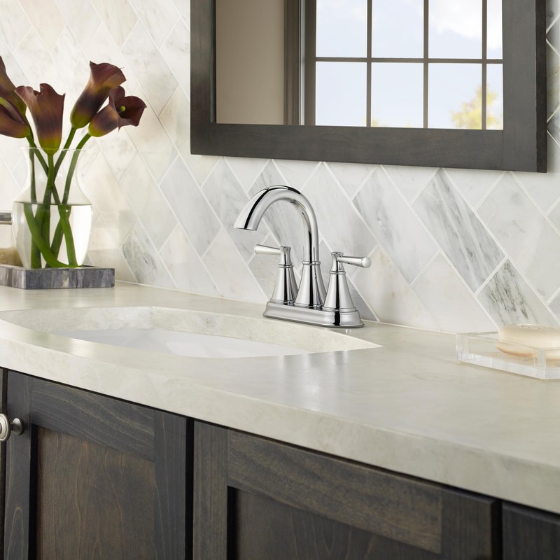Pfister Cantara Bathroom Sink Faucet, 4-Inch Centerset, 2-Handle, 3-Hole, Polished